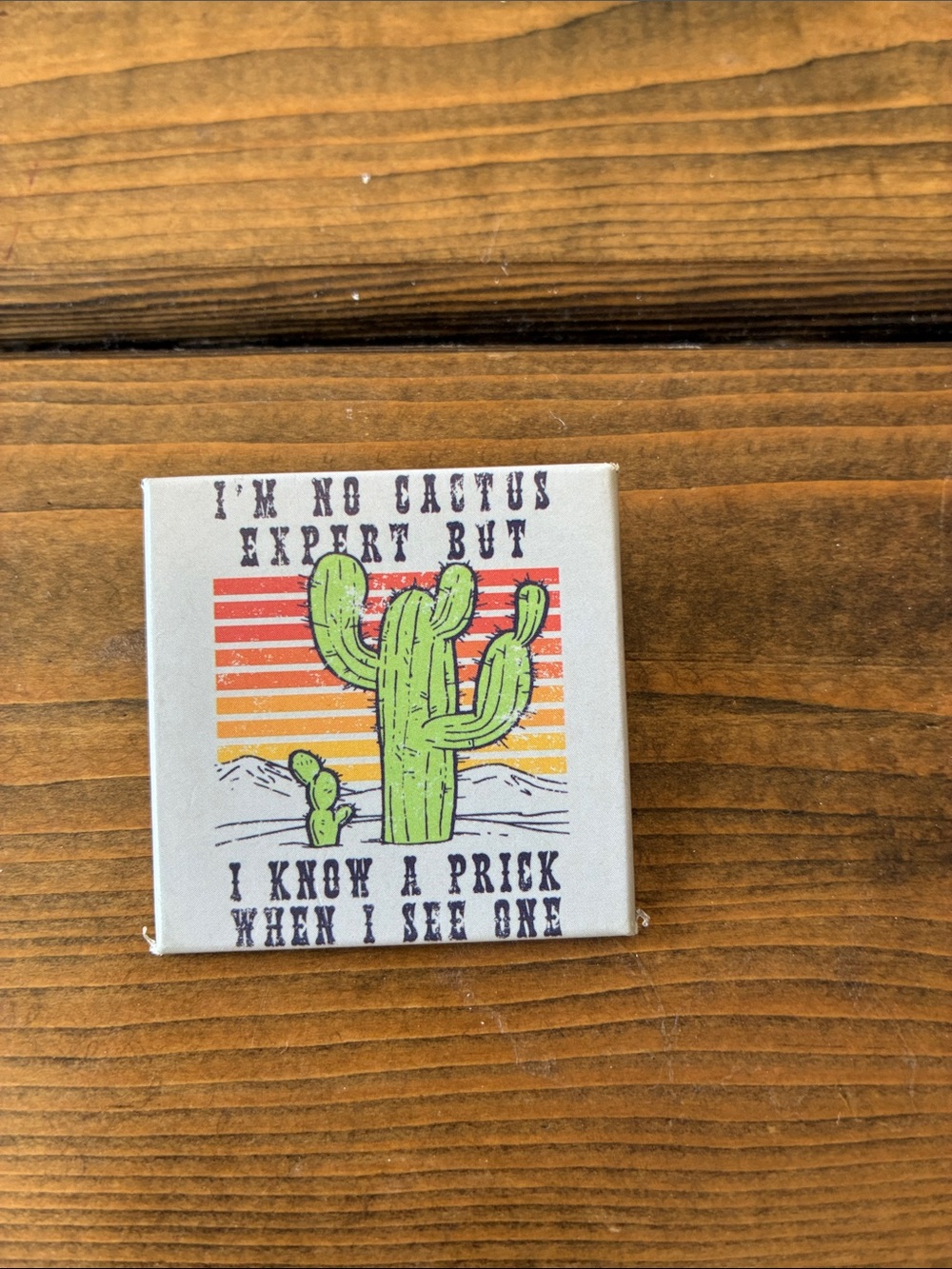 No Cactus Expert square pin/button